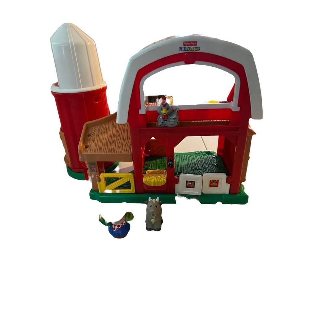 Fisher Price Little People Barn Farm Silo Farmer Horse Pig Sheep Goat